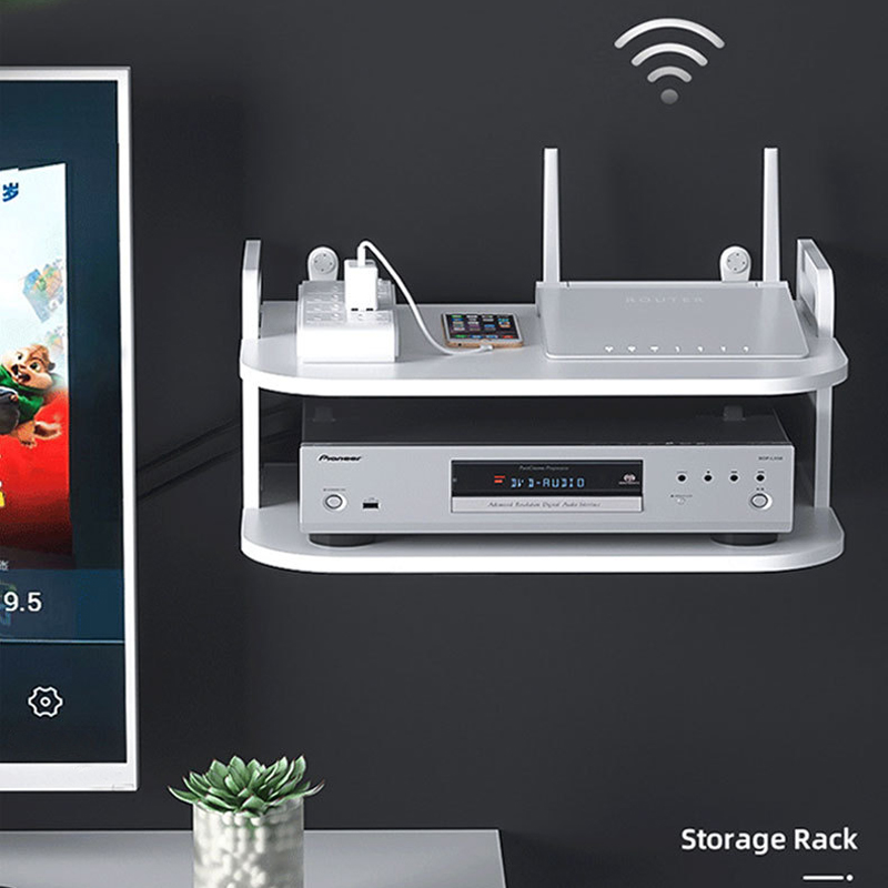 Desk Setup Room - رف منظم كابلات الراوتر مثبت على