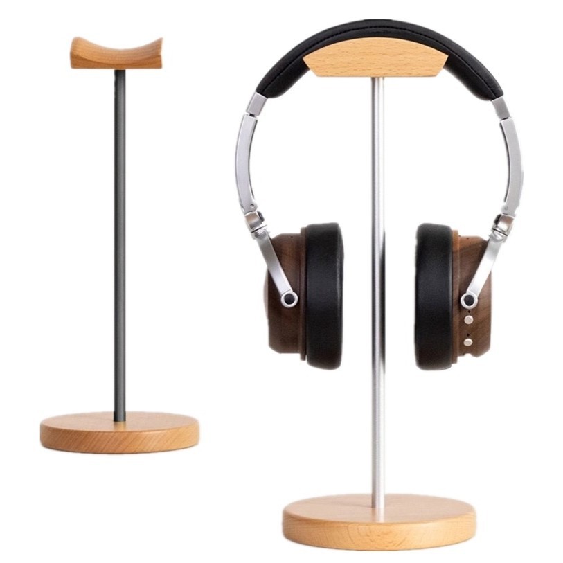 Desk Setup Game - حامل سماعات رأس من خشب الجوز