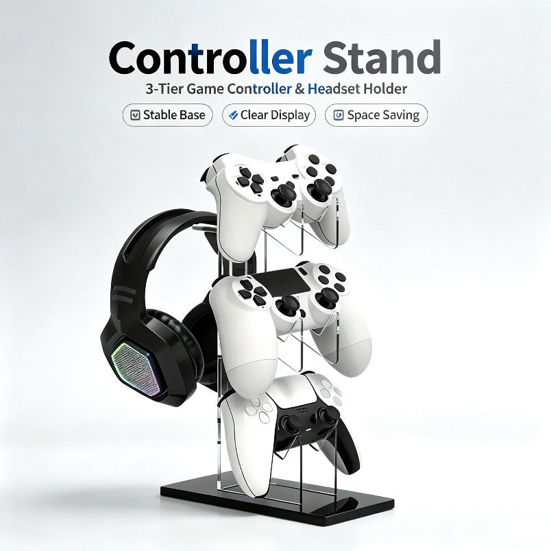 Desk Setup Game - حامل وحدة تحكم مع حامل سماعات