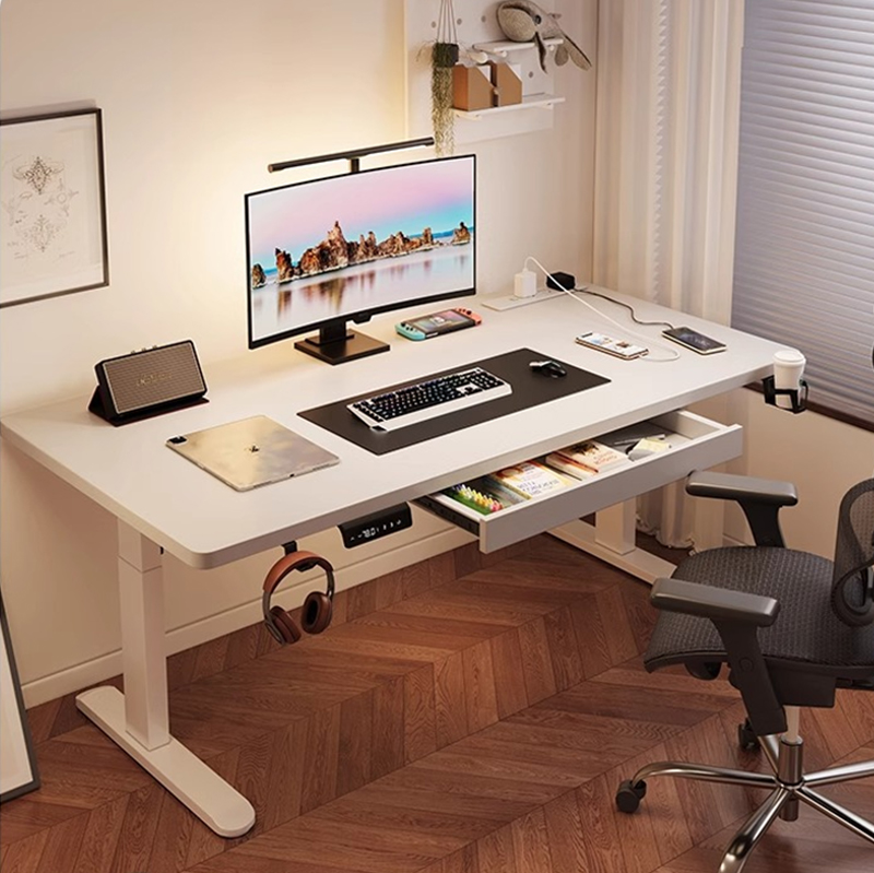 Desk Setup In Office - مكتب كهربائي حديث قابل للتعديل بمحركين