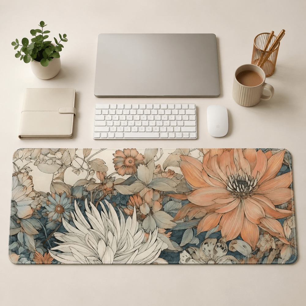 Desk Setup For Work - مفرش طاولة بنمط زهور عتيق، يتميز