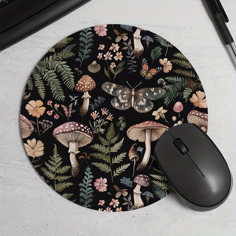 Desk Setup In Office - سجادة ماوس دائرية بتصميم غابة، مصنوعة