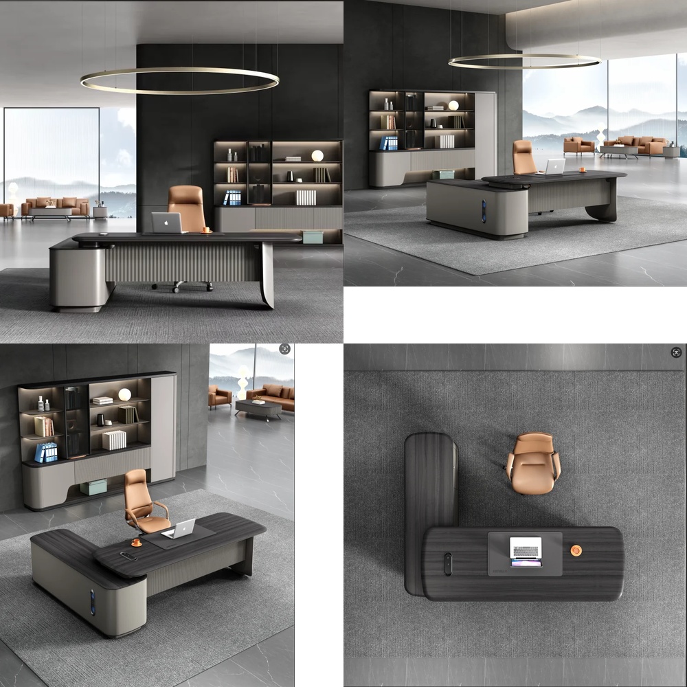 مكتب تنفيذي فاخر على شكل حرف L - مراجعة Desk Setup For Work وسعره