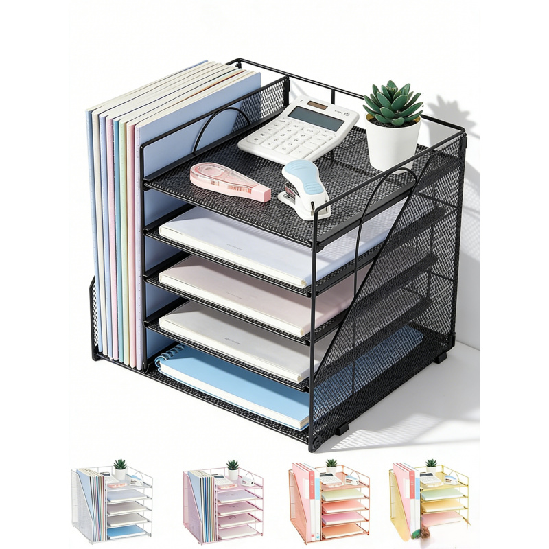 5 طبقة رف الملفات الورقية مكتب - مراجعة Desk Setup Design وسعره