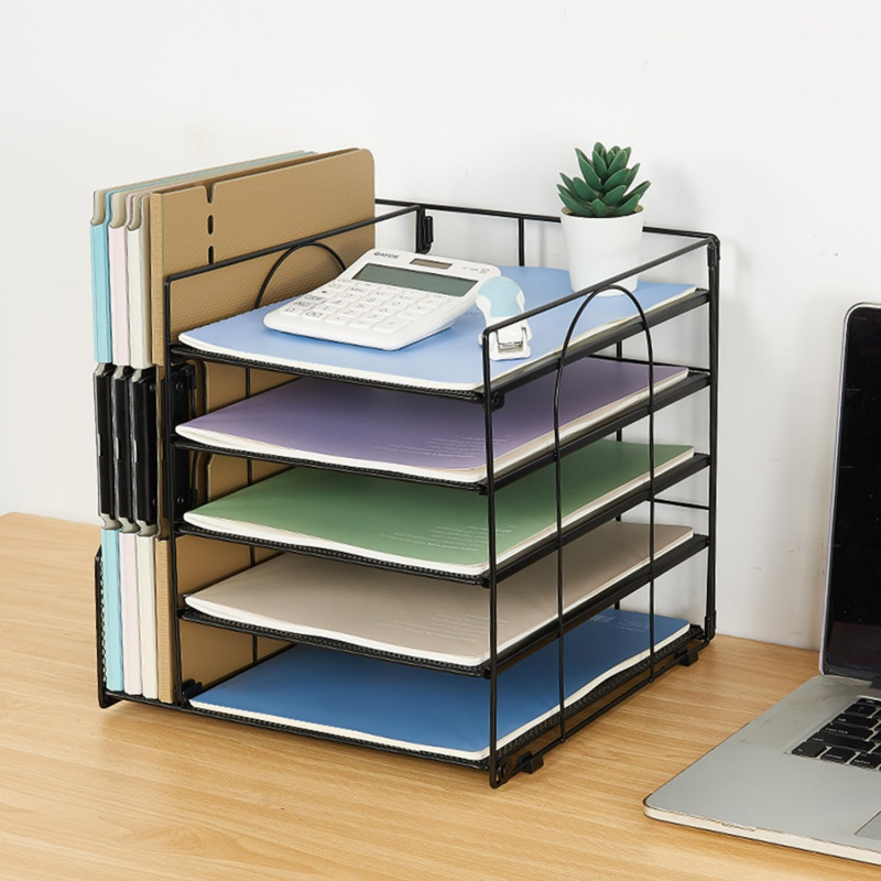 5 طبقة رف الملفات الورقية مكتب - مراجعة Desk Setup Design وسعره