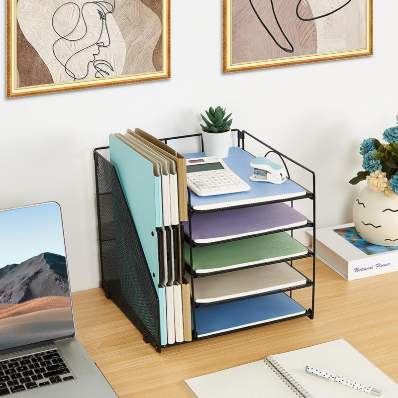 5 طبقة رف الملفات الورقية مكتب - مراجعة Desk Setup Design وسعره