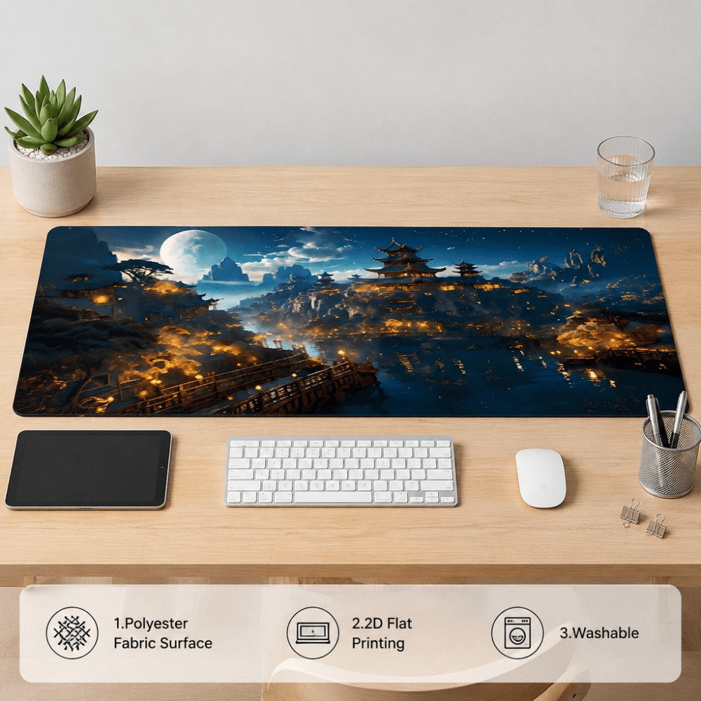 مفرش طاولة ممدود بطباعة قمر ال - مراجعة Desk Setup For Work وسعره