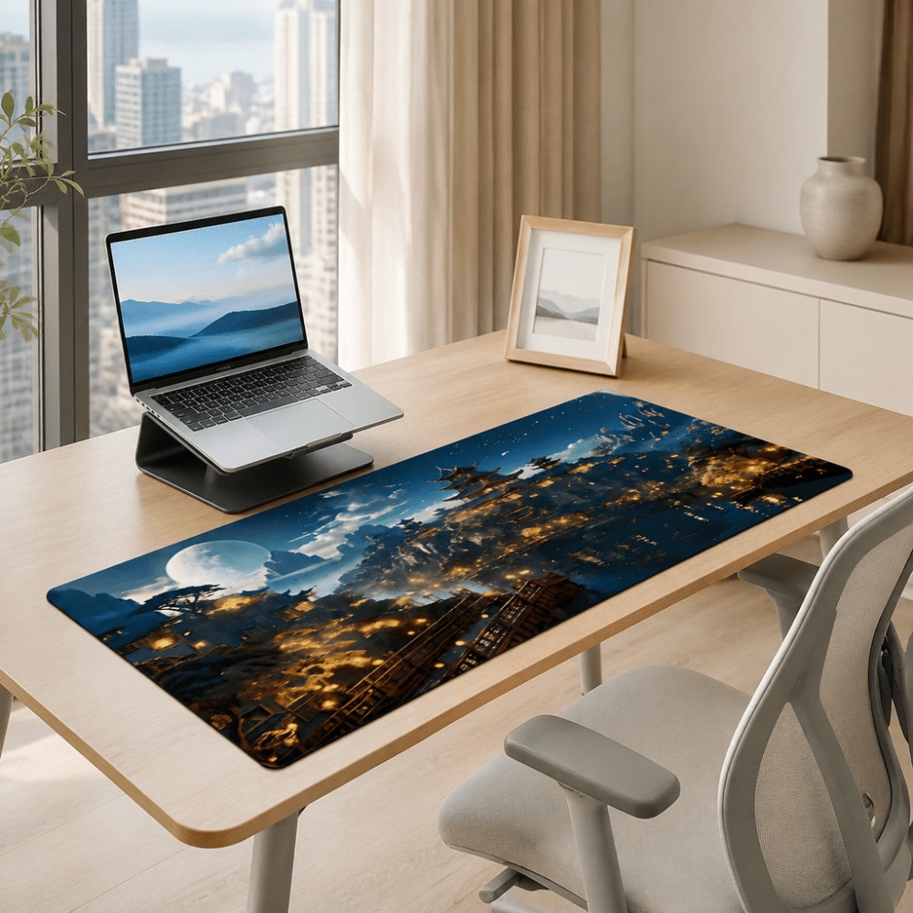 مفرش طاولة ممدود بطباعة قمر ال - مراجعة Desk Setup For Work وسعره
