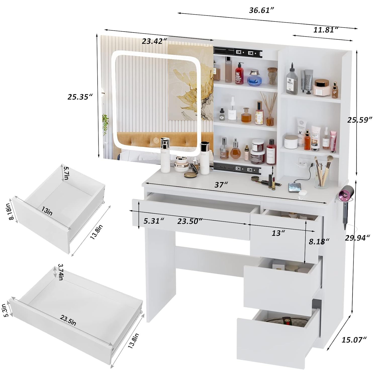 طاولة تجميل مع محطة شحن، طقم ت - مراجعة Desk Setup Charging Station وسعره