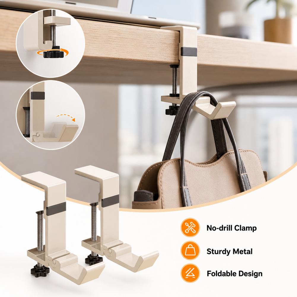 خطاف مكتب قابل للطي بدون حفر،  - مراجعة Desk Setup Organizer وسعره
