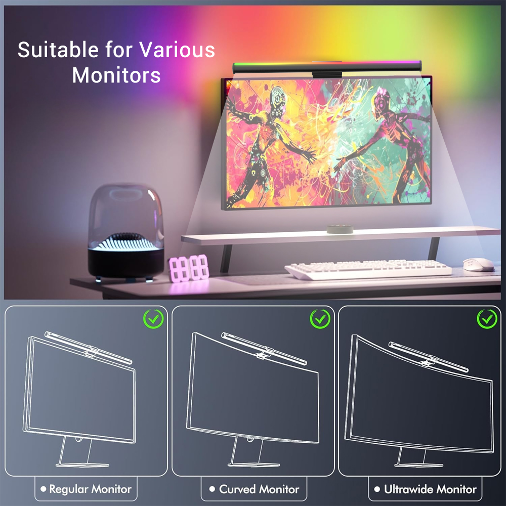 شريط إضاءة واي فاي للشاشة، مصب - مراجعة Desk Setup In Office وسعره
