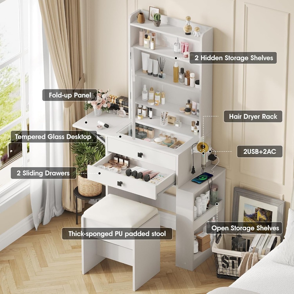 طاولة مكياج صغيرة مع مرآة مضاء - مراجعة Desk Setup Charging Station وسعره