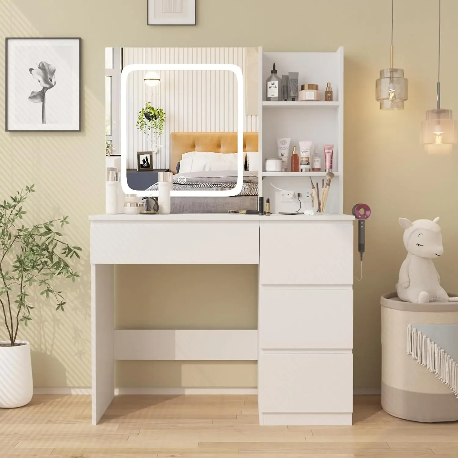 طاولة تجميل مع محطة شحن، مجموع - مراجعة Desk Setup Charging Station وسعره