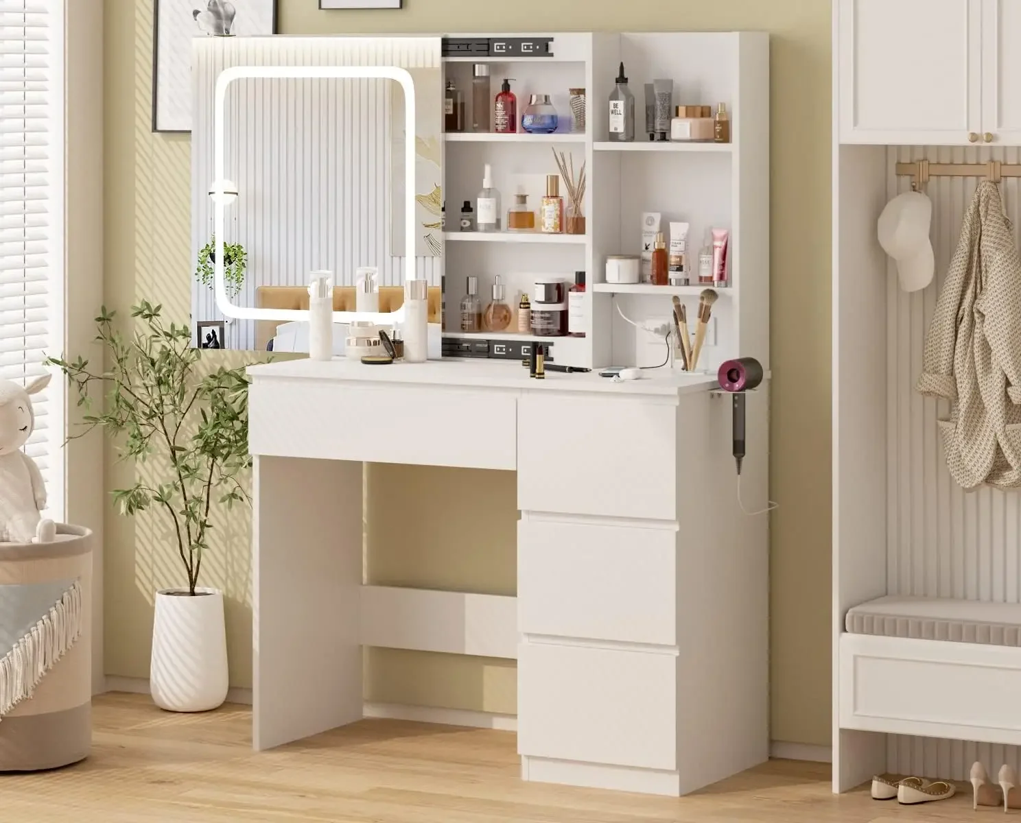 طاولة تجميل مع محطة شحن، مجموع - مراجعة Desk Setup Charging Station وسعره